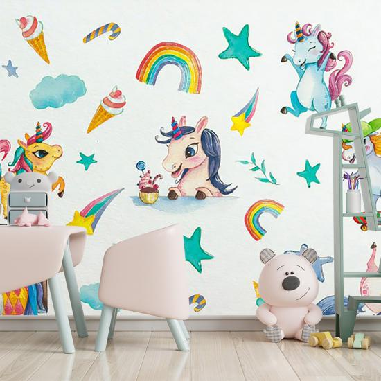 Unicorn Çocuk Odası Duvar Kağıdı |  Gece Kids Room| Çocuk Odası Dekorasyonu