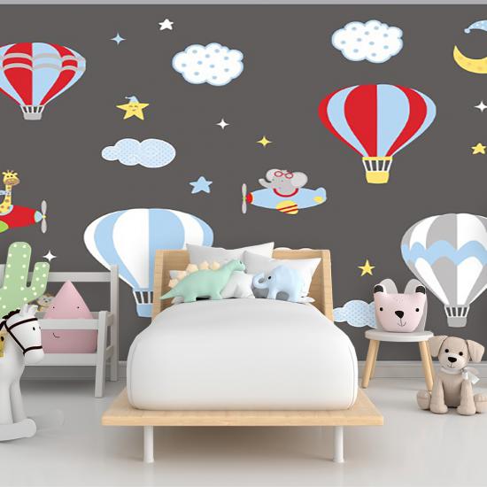 Balonl Çocuk Odası Duvar Kağıdı |  Gece Kids Room| Çocuk Odası Dekorasyonu