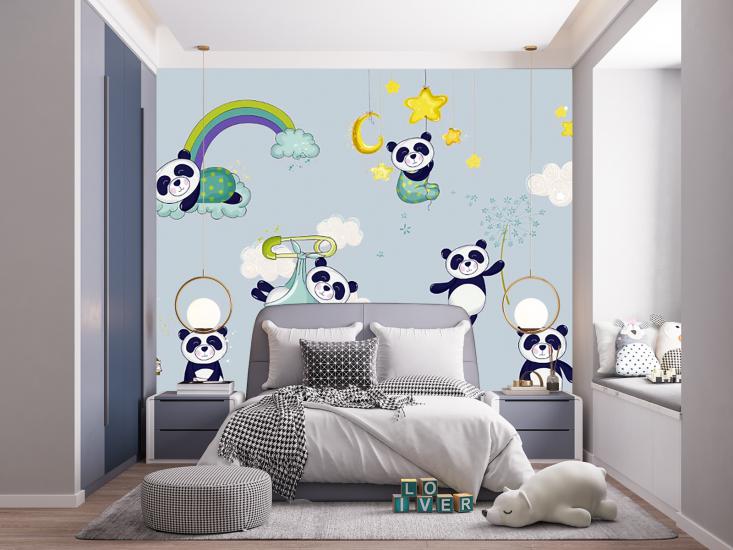 Panda Çocuk Odası Duvar Kağıdı |  Gece Kids Room| Çocuk Odası Dekorasyonu