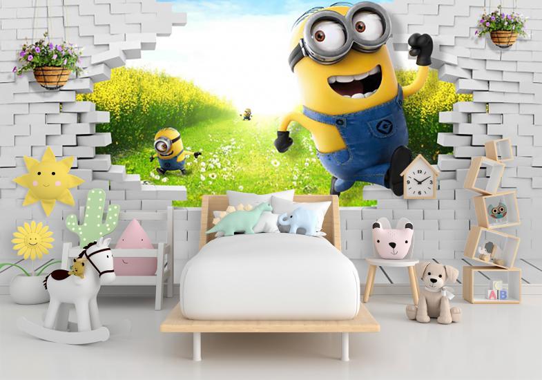 Miniyonlar Çocuk Odası Duvar Kağıdı |  Gece Kids Room| Çocuk Odası Dekorasyonu