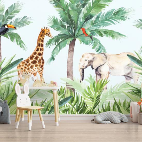 Safari Çocuk Odası Duvar Kağıdı |  Gece Kids Room| Çocuk Odası Dekorasyonu