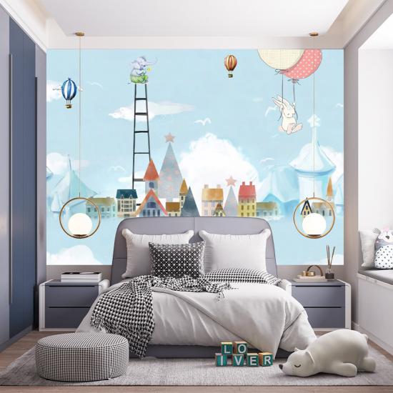 Renkli Şehir Çocuk Odası Duvar Kağıdı |  Gece Kids Room| Çocuk Odası Dekorasyonu