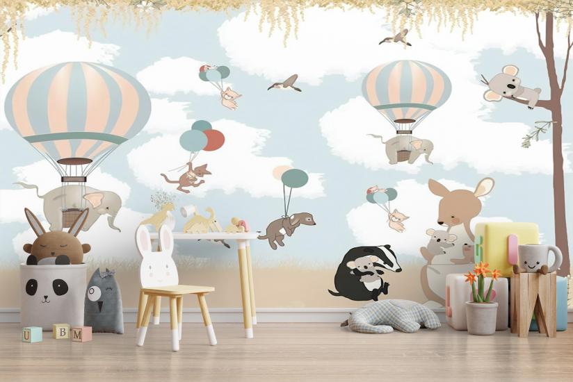 Sevimli Hayvanlar Çocuk Odası Duvar Kağıdı |  Gece Kids Room| Çocuk Odası Dekorasyonu