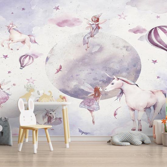 Unicorn Çocuk Odası Duvar Kağıdı |  Gece Kids Room| Çocuk Odası Dekorasyonu