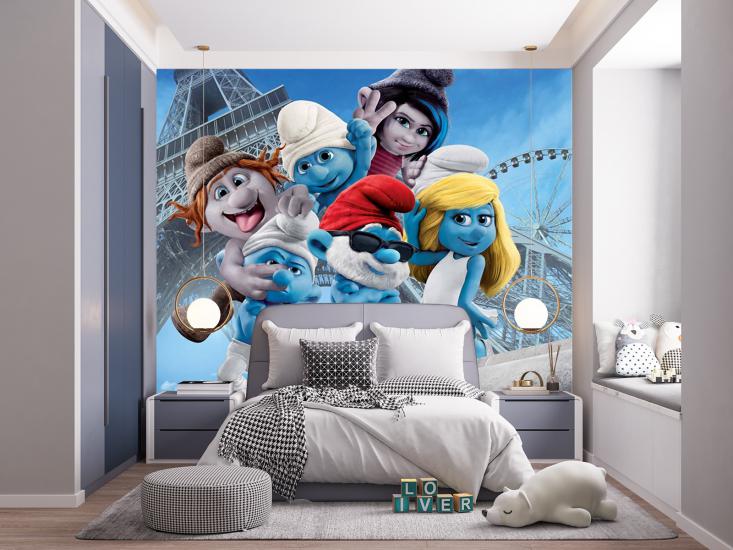 Şirinler Çocuk Odası Duvar Kağıdı |  Gece Kids Room| Çocuk Odası Dekorasyonu