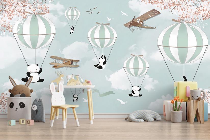 Panda Çocuk Odası Duvar Kağıdı |  Gece Kids Room| Çocuk Odası Dekorasyonu