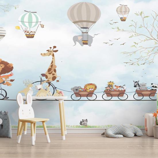 Aslan ve Zürafa Çocuk Odası Duvar Kağıdı |  Gece Kids Room| Çocuk Odası Dekorasyonu