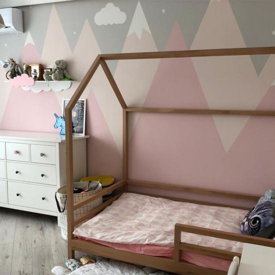 Pembe Dağ Çocuk Odası Duvar Kağıdı |  Gece Kids Room| Çocuk Odası Dekorasyonu